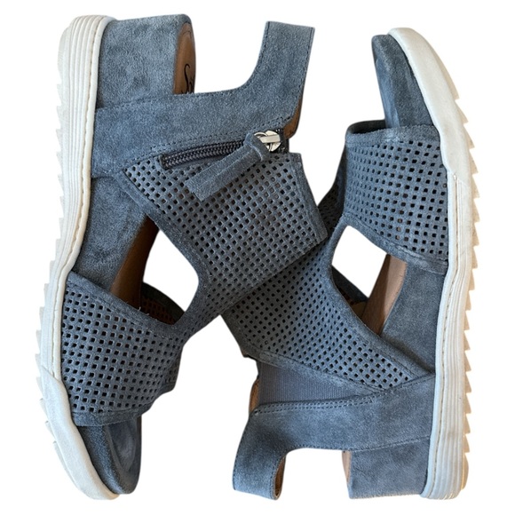 Sofft Shandi Leather Wedge Sandals Gray Women’s Size 8.5 Perforated Comfort - Picture 4 of 8